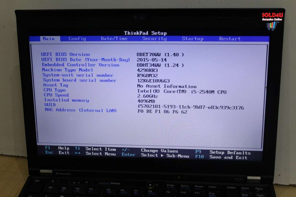 LENOVO THINKPAD X220 CORE i5 2540M 2.6GHz, 4GB RAM, 320GB HDD LAPTOP NOTEBOOK