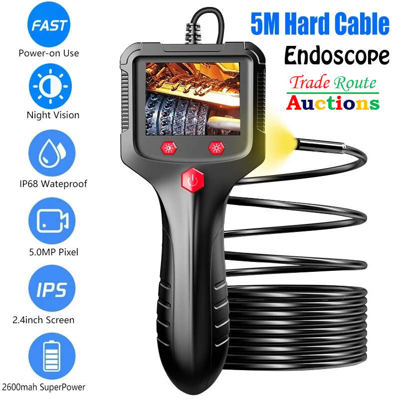 Endoscope Camera with 5m cable camera Handheld 2.4inch IPS Screen 5.0MP Night Vision IP68 Waterproof