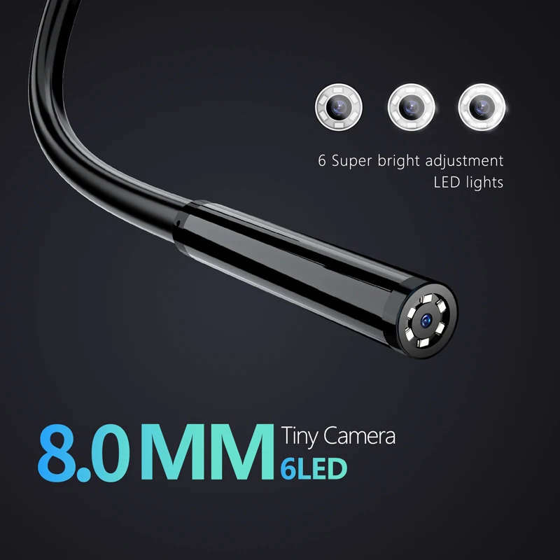 Endoscope Camera with 5m cable camera Handheld 2.4inch IPS Screen 5.0MP Night Vision IP68 Waterproof