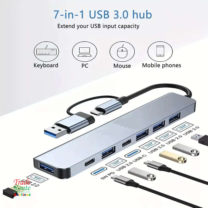 7 in 1 USB-C Adapter Hub Docking Station 7 Port USB HUB Type C Docking Station