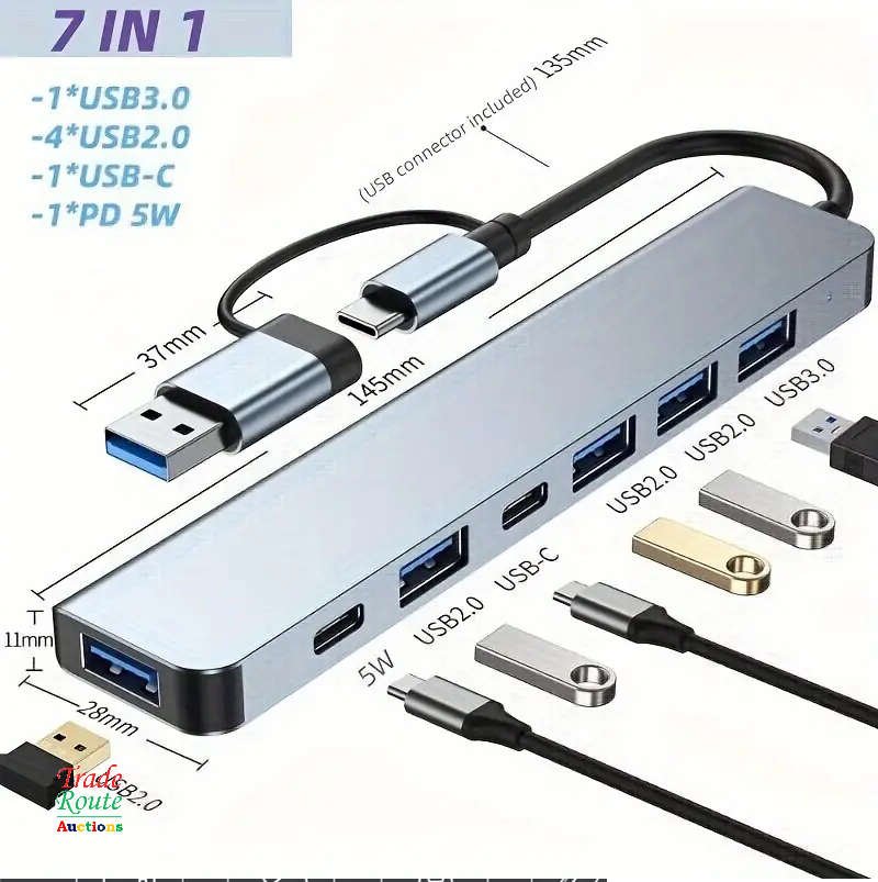 7 in 1 USB-C Adapter Hub Docking Station 7 Port USB HUB Type C Docking Station