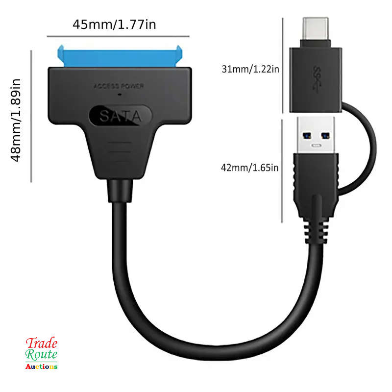 2-In-1 SATA To USB 3.0 - SATA To Type C Cable - Connect 2.5 inch HDD & SSDs to Computers & Laptops