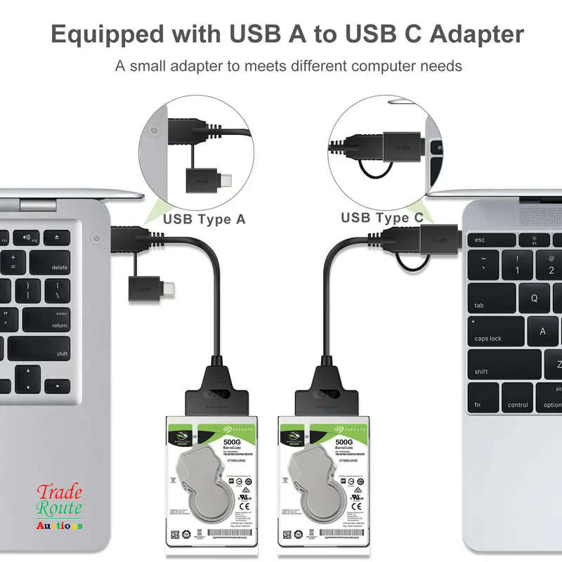 2-In-1 SATA To USB 3.0 - SATA To Type C Cable - Connect 2.5 inch HDD & SSDs to Computers & Laptops