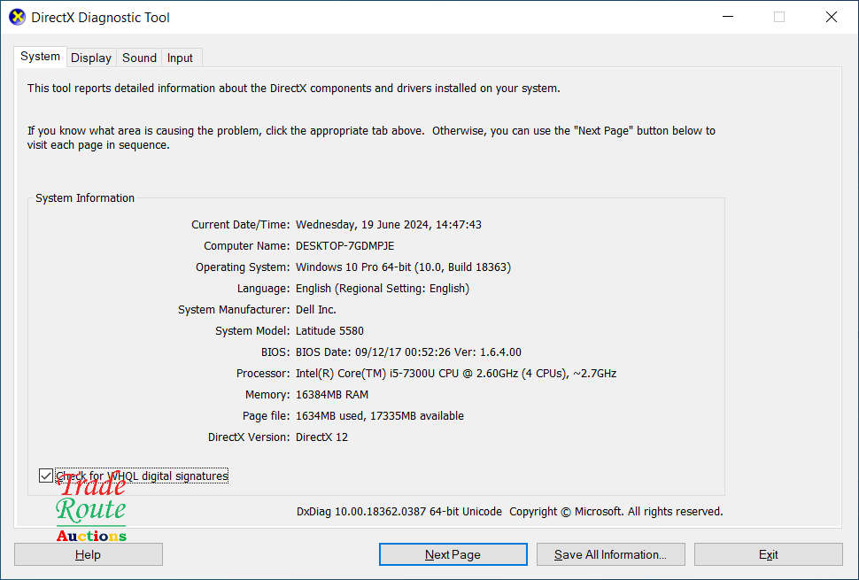 DELL LATITUDE 5580 15.6` Laptop | CORE i5 7300U 7th Gen 2.6GHz | 16GB RAM | 256GB SSD FAULTY BATTERY