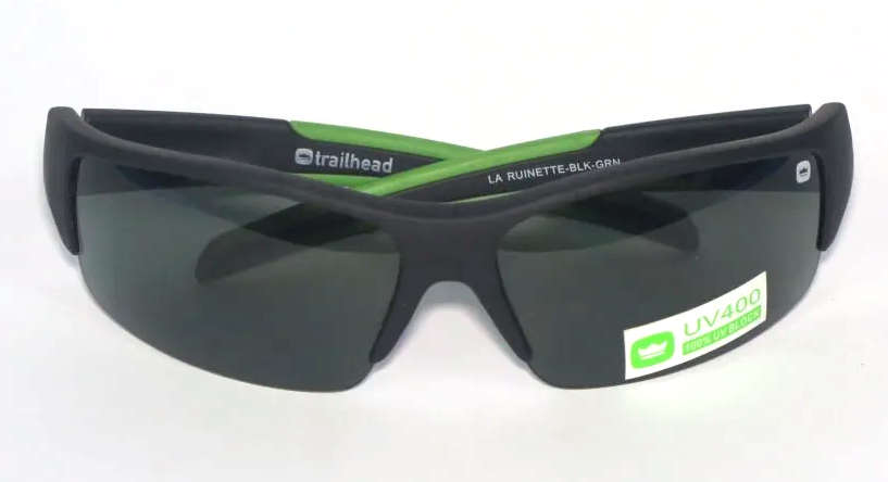 Trailhead LA RUINETTE  BLK-GRN  Polarised Sunglasses - HARD CASE UV400