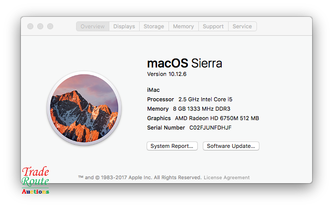 Apple Imac | 21.5 Inch | Core I5 2.5ghz 8gb Ram 500gb Hdd * Radeon HD Graphics - One line on screen