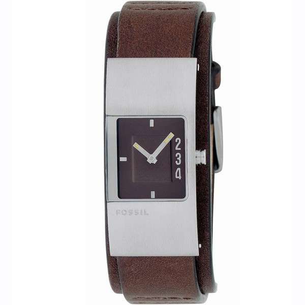 FOSSIL JR9675 - WOMEN'S STAINLESS STEEL BROWN LEATHER STRAP WATCH - DEMO