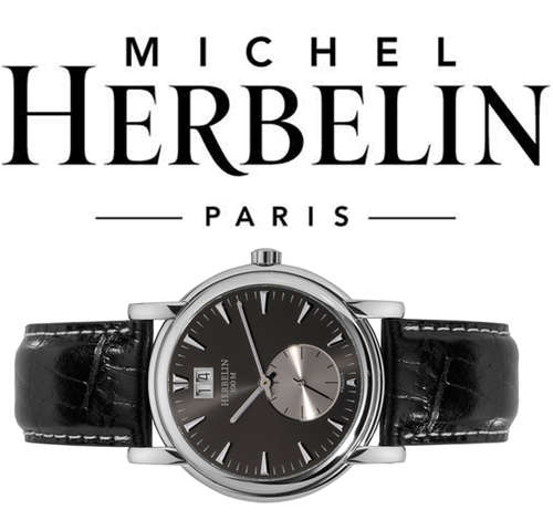 Michel Herbelin Gent's SS WATCH - Black Strap with drop Second Black Dial - 18243/14