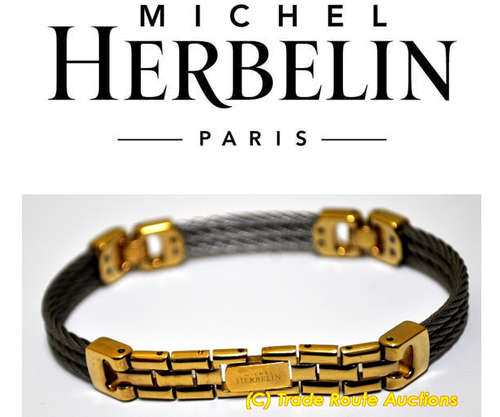 BRAND NEW - Michel Herbelin Ladies' Cable Gold Plated Stainless Steel Bracelet