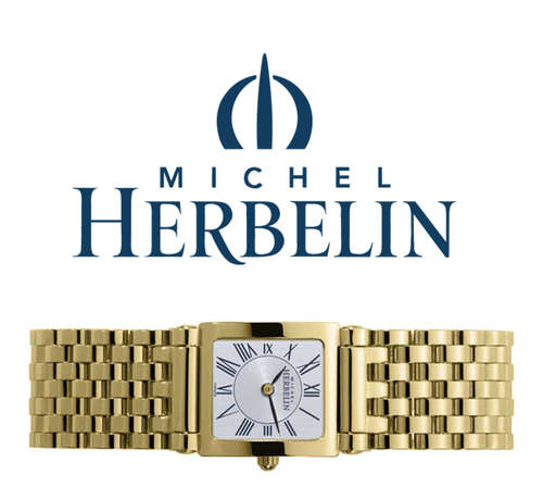 Michel Herbelin Women's Gold Plated SS Antares Bracelet Roman dial Watch - 17149/BP01
