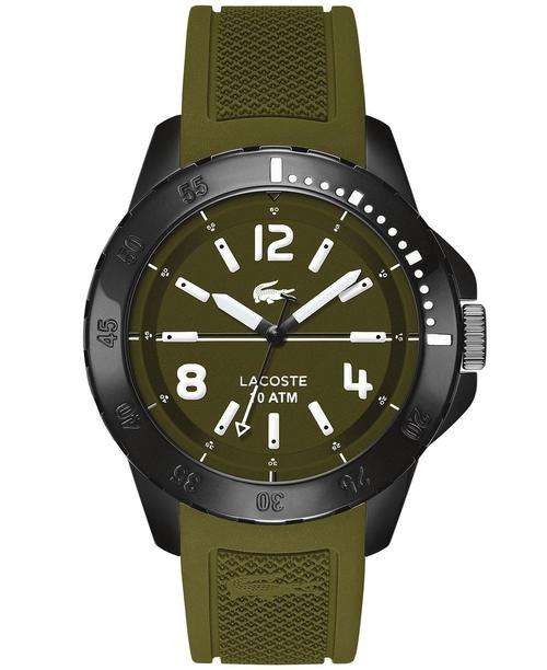 Lacoste Fidji Green Dial Green Silicone Mens Watch 2010715 - Brand New