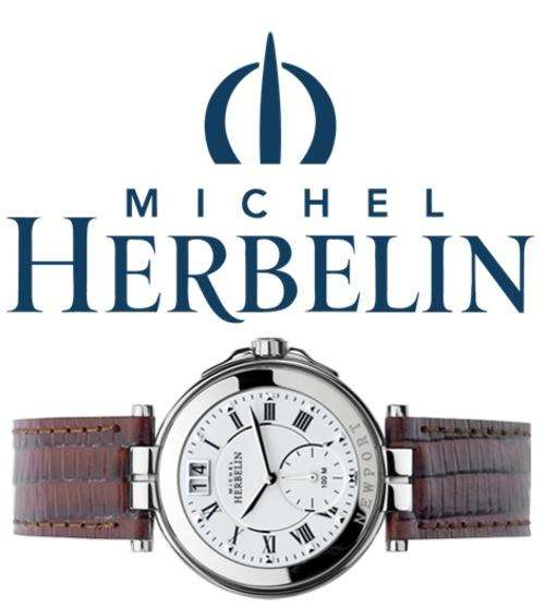 Michel Herbelin Quartz Watch with White Dial Analogue Display and Brown Leather Strap 18256/01MA