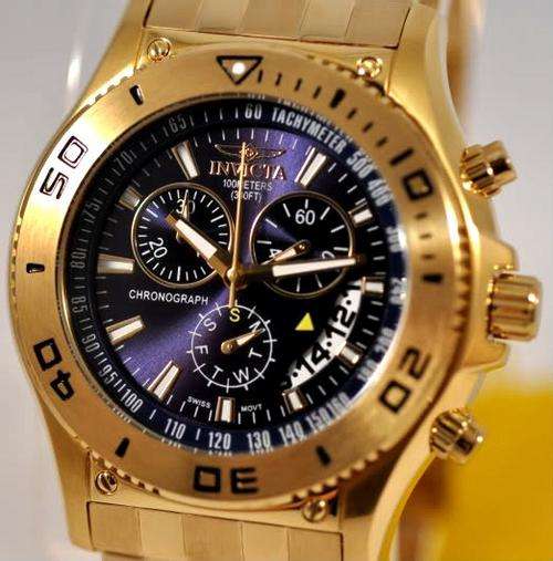 Genuine INVICTA 6858 18K Gold Plated Chronograph Purple Swiss Watch -  Brand New in BOX