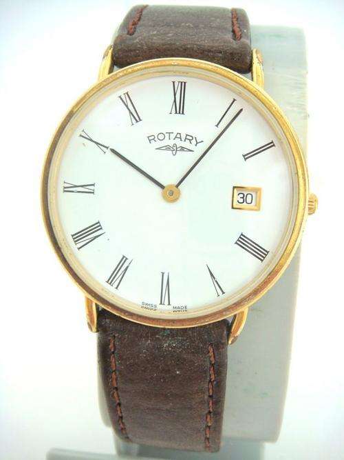 ROTARY MEN'S  QUARTZ WATCH - SWISS MADE - LEATHER STRAP