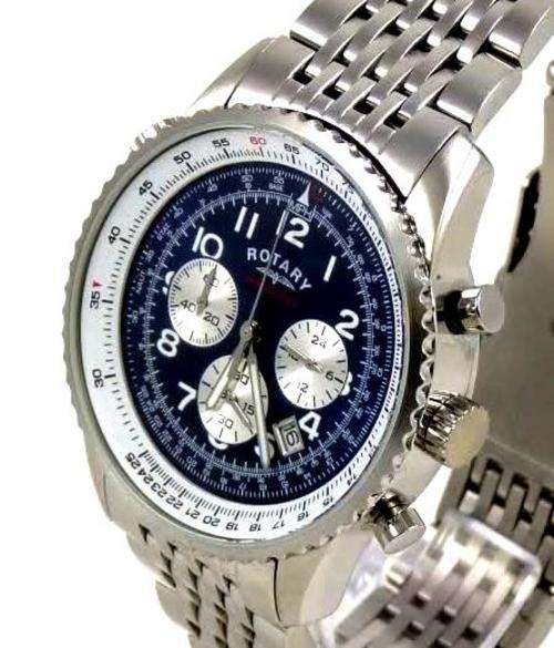 ROTARY CHRONOSPEED MEN'S WATCH S/STEEL STRAP IN BOX - If u can't afford a BREITLING NAVITIMER