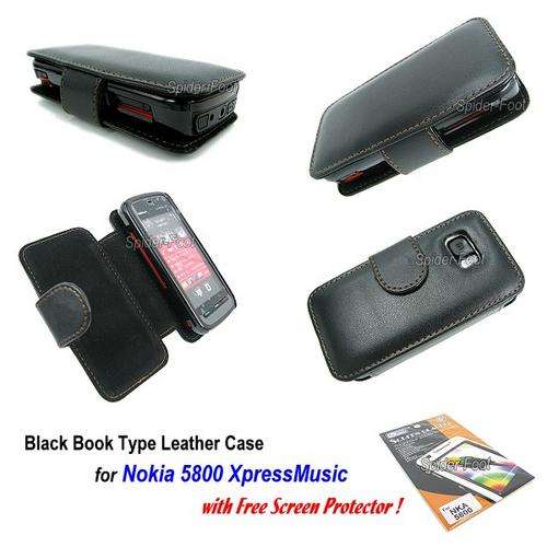 Black Executive Leather Wallet Case For Nokia 5800 XpressMusic
