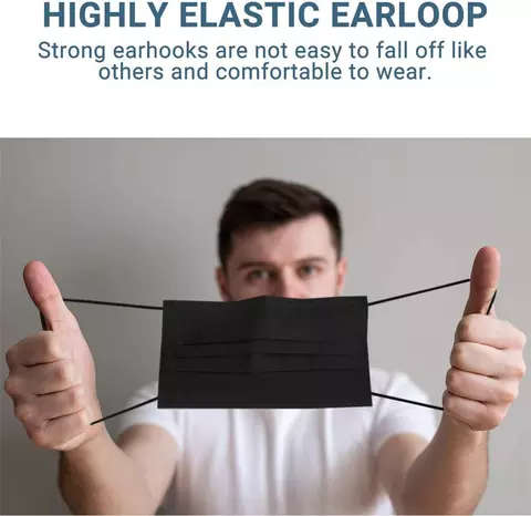 BLACK 3PLY DISPOSABLE MASK EASY TO BREATHE