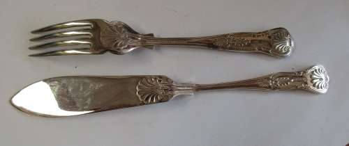 KINGS WARE PATTERN 6 FISH KNIVES AND FORKS WALKER AND HALL