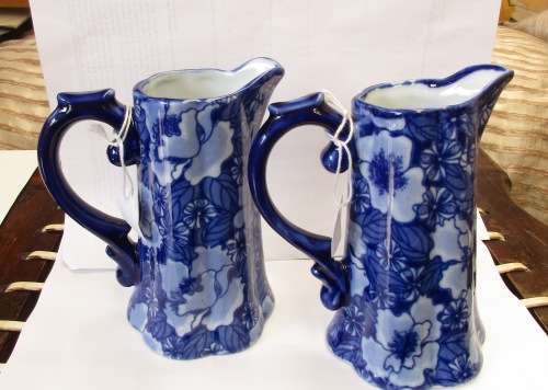 PAIR BLUE AND WHITE JUGS