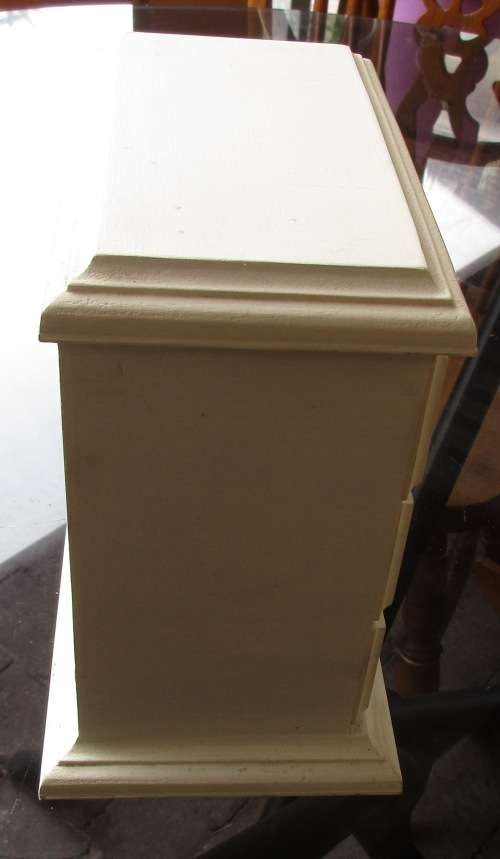 WHITE WOOD 3 DRAWER JEWELLERY BOX