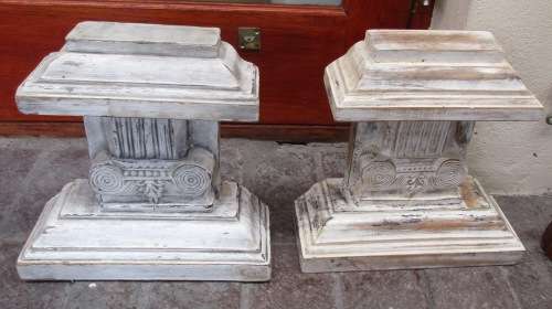 PAIR WOODEN PEDESTALS IN CORINTHIAN COLUMN SHAPE