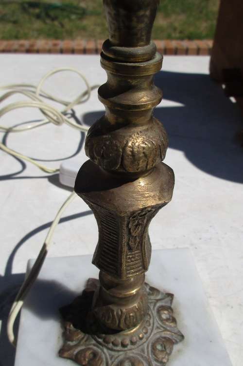 Brass and marble table lamp