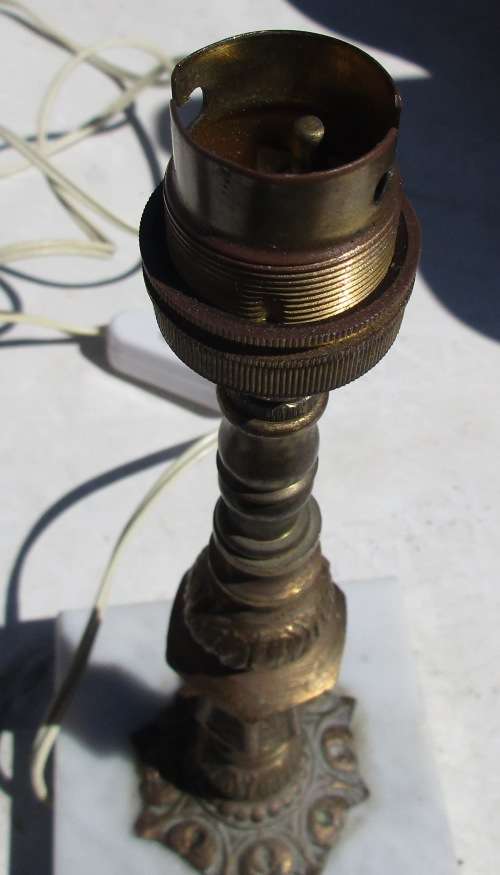 Brass and marble table lamp