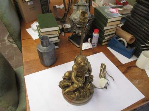 GILDED CHERUB LAMP