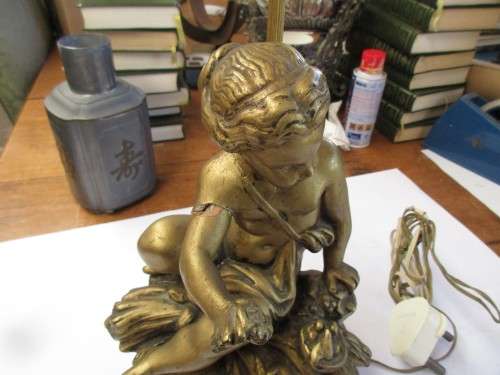 GILDED CHERUB LAMP