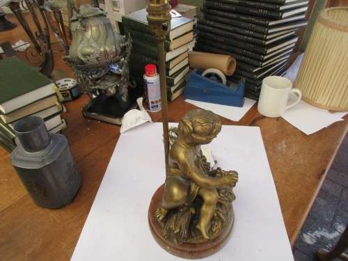 GILDED CHERUB LAMP