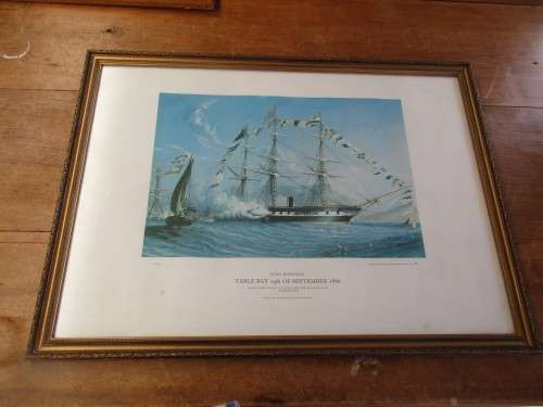BEAUTIFUL PRINT OF HMS EURYLUS TABLE BAY 19TH OF SEPTEMBER 1860