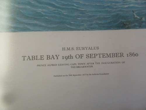 BEAUTIFUL PRINT OF HMS EURYLUS TABLE BAY 19TH OF SEPTEMBER 1860