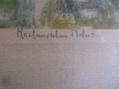 1947 PRINT OF A BEACH SCENE WITH HOUSES