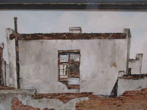 LOVELY OIL ON BOARD WASHING DAY SCENE  SIGNED R PEARCE