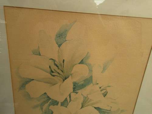 BEAUTIFUL PRINT OF HIBISCUS FLOWERS SIGNED B LEIGH