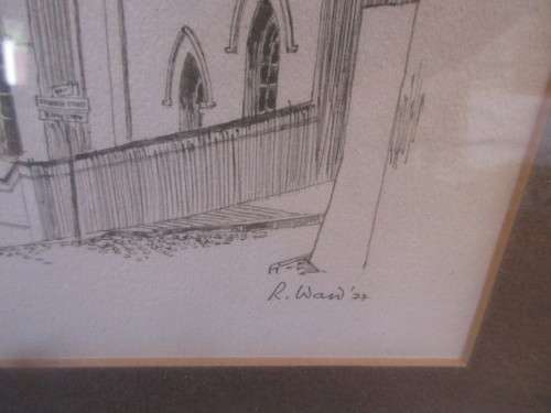 BEAUTIFUL PENCIL SKETCH R WARD THE MALAY QUARTER AND LIONS HEAD