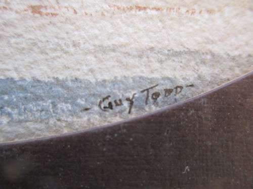 BEAUTIFUL WATERCOLOUR COTTAGES WITH BOAT SIGNED GUY TODD