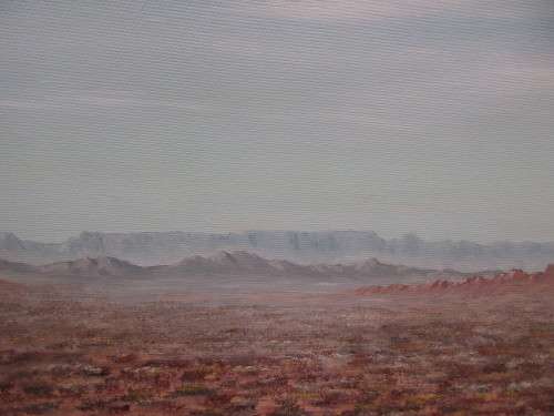 JEAN LANGE OIL ON BOARD KAROO SCENE