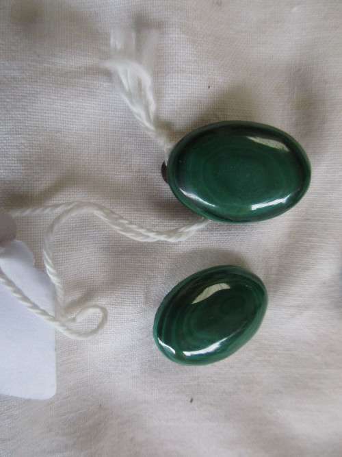 TWO PAIRS MALACHITE GREEN EARRINGS