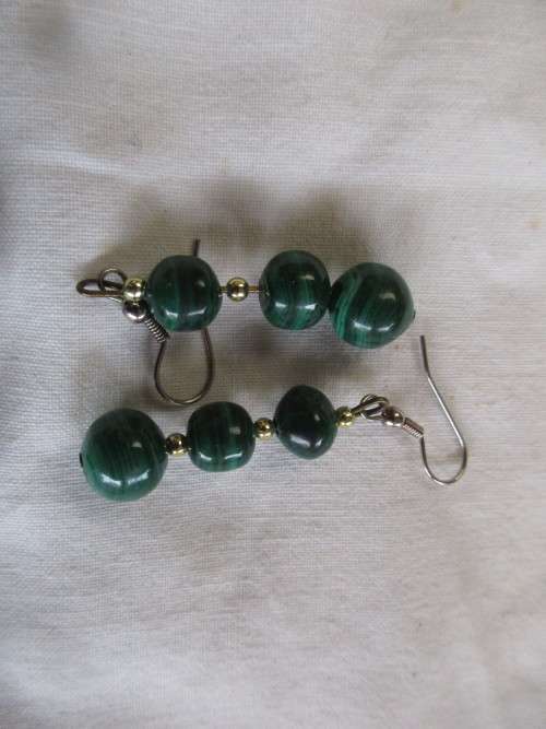 TWO PAIRS MALACHITE GREEN EARRINGS
