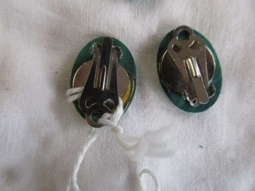 TWO PAIRS MALACHITE GREEN EARRINGS