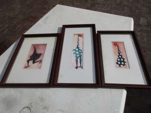 BEAUTIFUL SET 3 CRAIG MARRAN WATERCOLOURS OF OSTRICHES