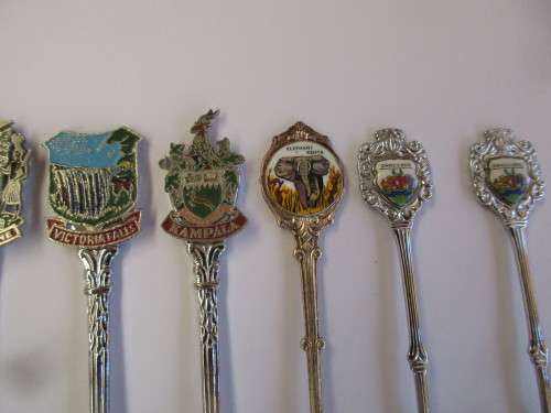 COLLECTION OF 10 SOUVENIR SPOONS VARIOUS AFRICAN PLACES
