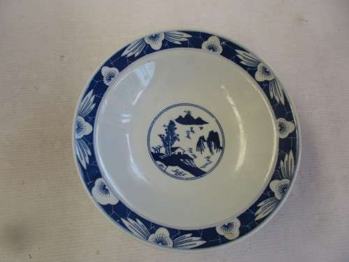 BOWL WITH UNDERGLAZE  BLUE AND WHITE  TRANSFER DECORATION  YUN MUN CI CHONG