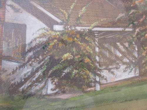 PASTEL B CUNNINGHAM HOUSE AMONGST TREES 1980