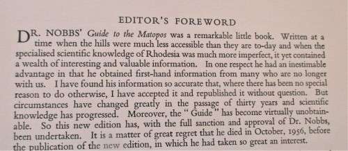 THE MATOPOS FIRST EDITION 1956