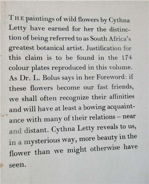 WILD FLOWERS OF THE TRANSVAAL CYNTHIA LETTY 1962 FIRST EDITION