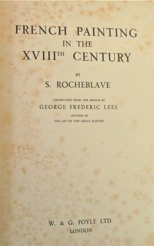 FRENCH PAINTINGS IN THE 18TH CENTURY FIRST EDITION 1937