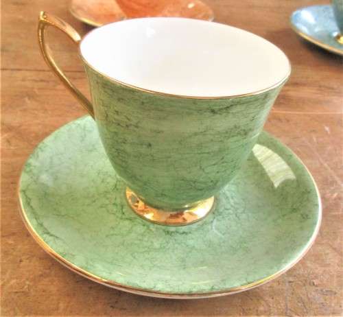 FOUR ROYAL ALBERT DEMI TASSE CUPS AND SAUCERS PLUS ONE SAUCER C1950`S