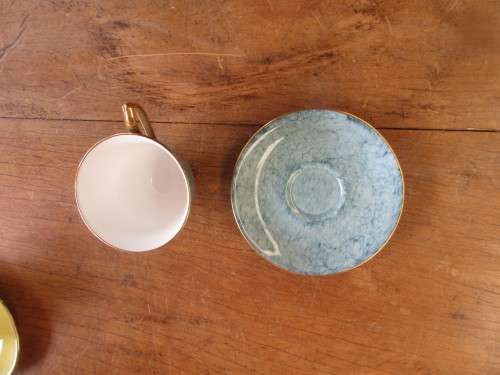 FOUR ROYAL ALBERT DEMI TASSE CUPS AND SAUCERS PLUS ONE SAUCER C1950`S